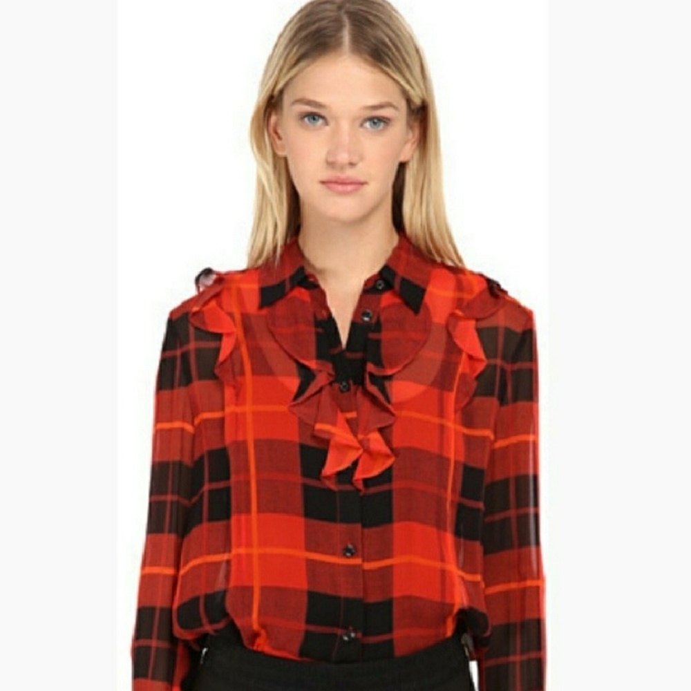 Kate Spade woodland plaid blouse